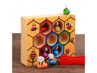 Beehive game industrious little bee catching game color recognition 0-3 years old wooden baby early childhood education toy