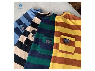 Ready Stock Plus Size Long sleeved Striped T shirt Korean Casual Loose Tops harajuku Personality Women's clothes