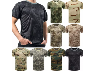Mens Tactical Military Camo Combat Short Sleeve Tee Shirts T-Shirts Tops Blouse