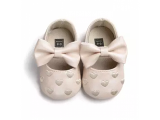 Sepatu Bayi Pejalan Kaki Sepatu Moc Sepatu Bayi Ikatan Simpul Panah Besar Imut Cinta Bordir Sol Lembut Non-Slip Sepatu Bayi
